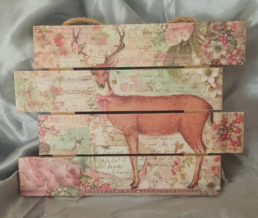 Decorative Wooden Deer Collage Hanging