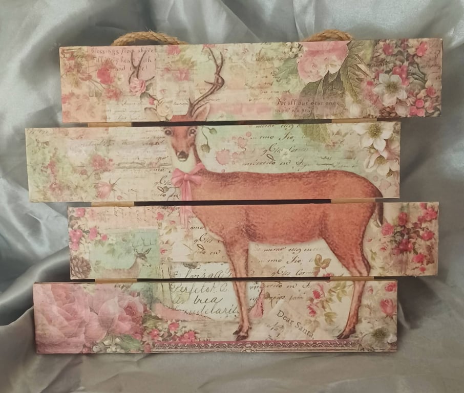 Decorative Wooden Deer Collage Hanging