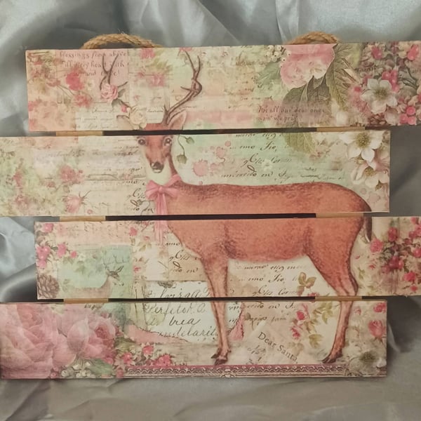 Decorative Wooden Deer Collage Hanging