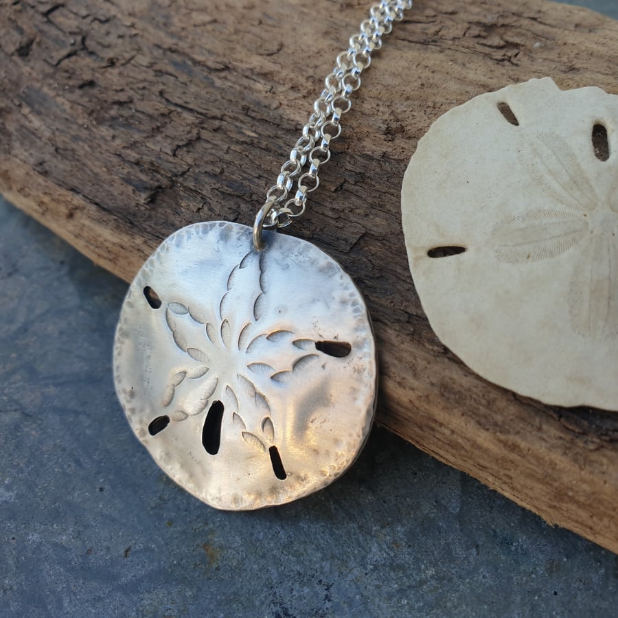 Fine silver sand dollar pendant
