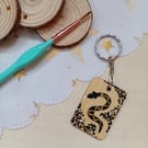 Wooden rectangular simple snake keyring 