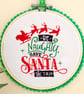 Christmas Decoration Ornament: Embroidered Hoop 14cm (5.5") Be Naughty - Image 2