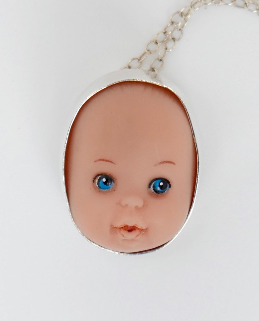 Sterling Silver Doll Face Pendant No. 10
