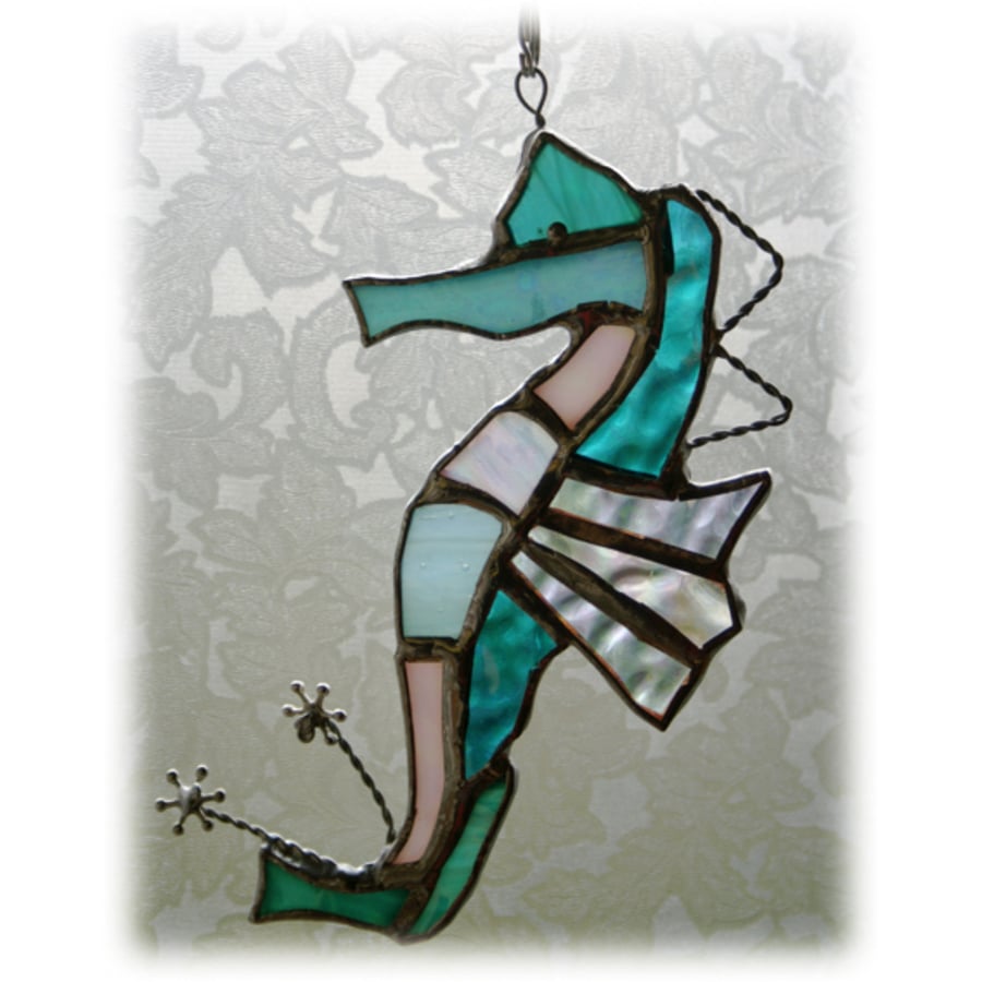 Seahorse Stained Glass Suncatcher Handmade 