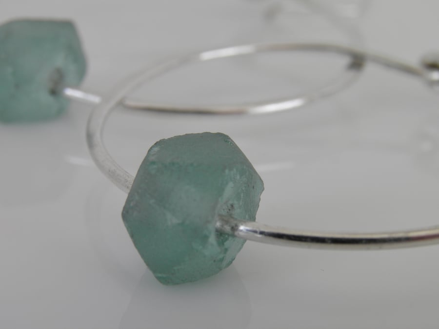 Sterling Silver Hoops Recycled Glass 