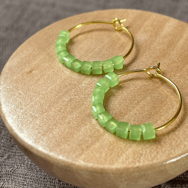 Beaded hoop earrings, gift for her, cute earrings with beads