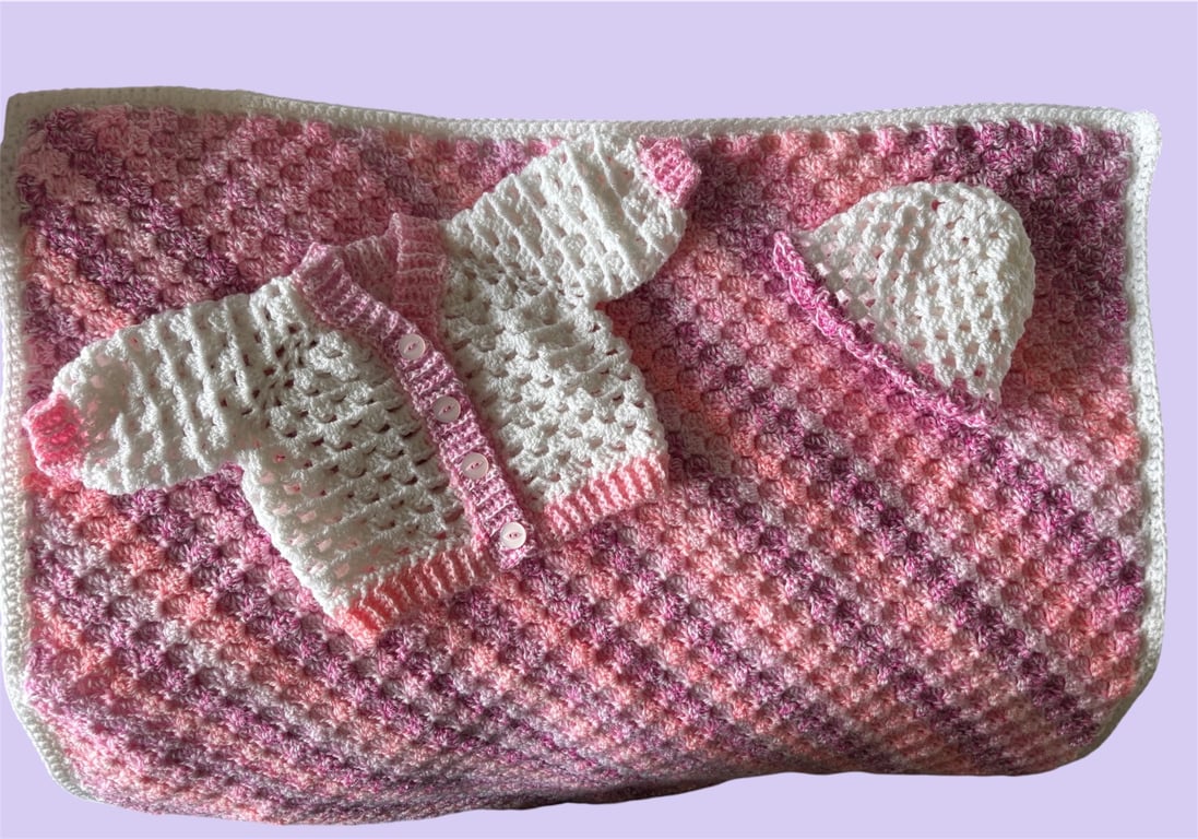 Baby Set - Blanket, Cardigan & Hat 