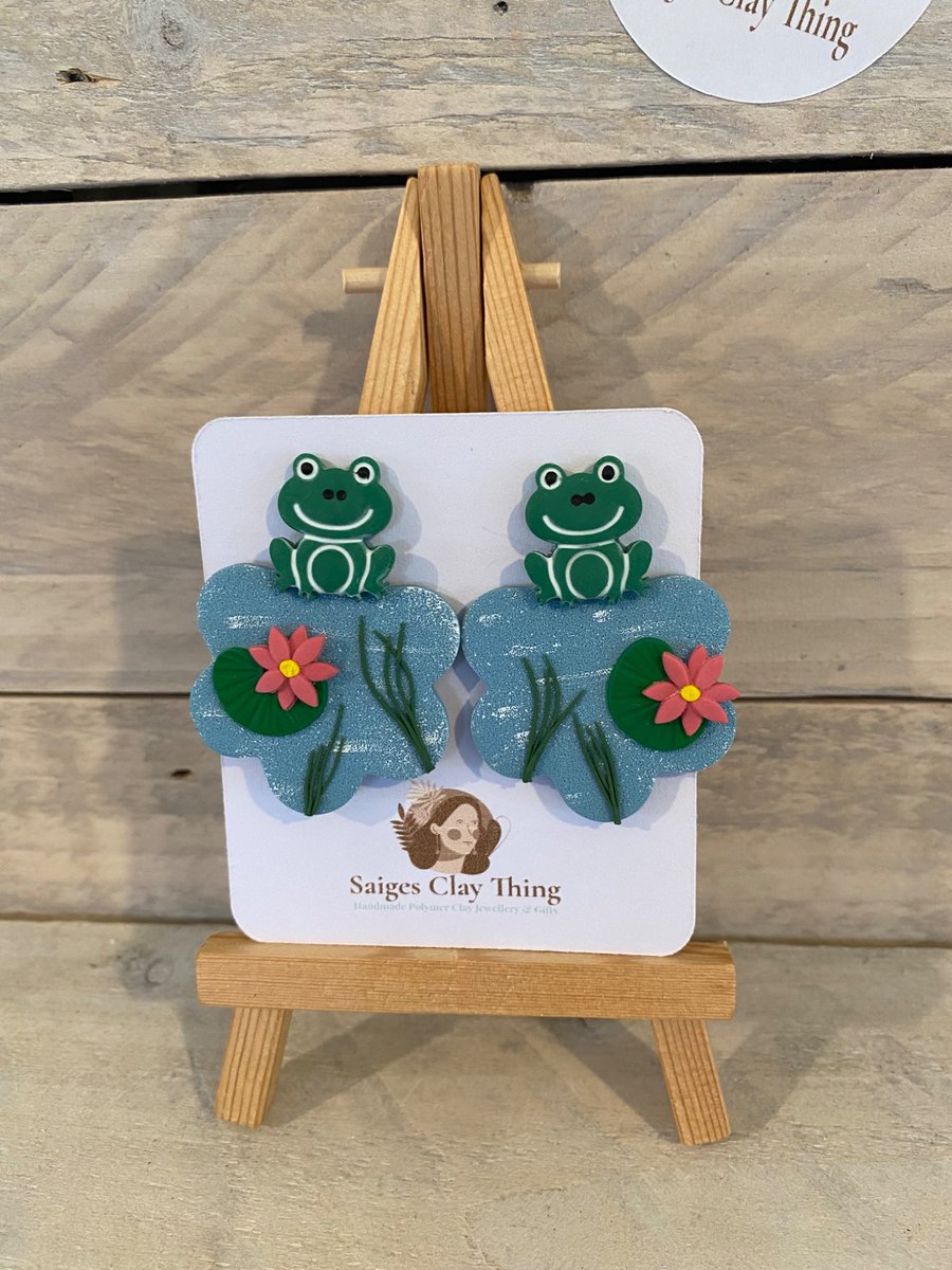 Quirky Large Frog Earrings 