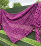 Handmade Shallow Triangle Wrap Lace Shawl Oversized Pink Cotton Scarf - Image 2