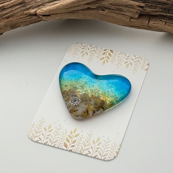 Fused Glass Heart - Seascape