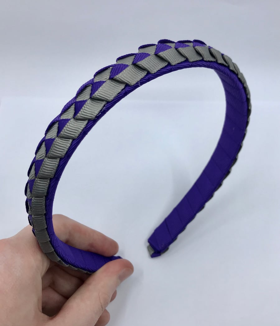 Purple and Grey Pleated Hairband