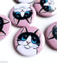 Black and White Cat - 38mm Round Fridge Magnet - Image 1