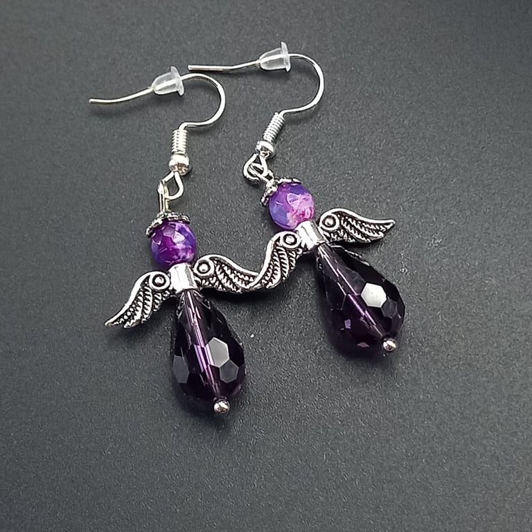 Purple Angel Earrings