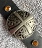 Black leather choker with Decorative Cross and 4 Orange Gemstones 16" - 17.25" - Image 4