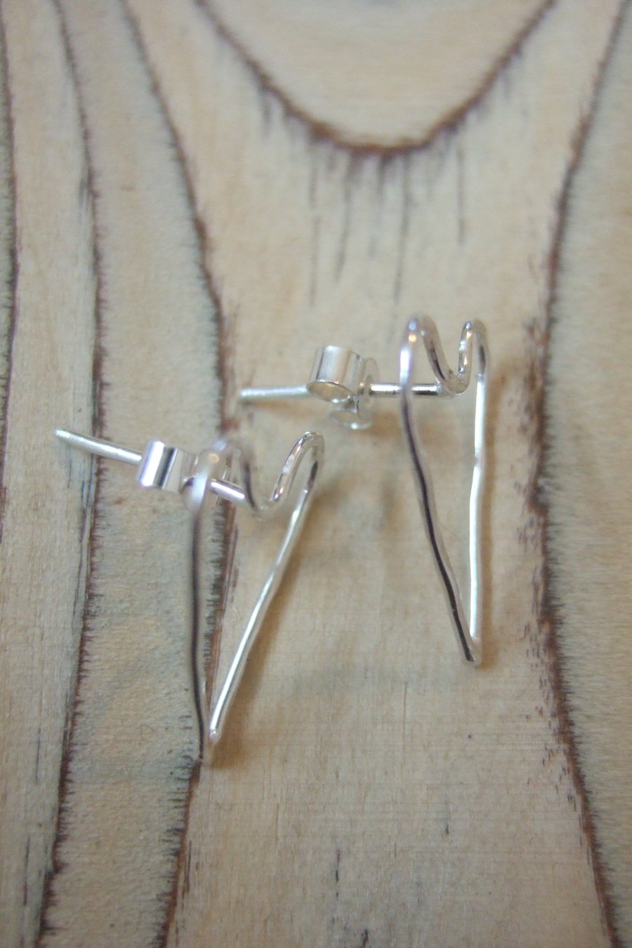 Sterling Silver Hammered Heart Studs