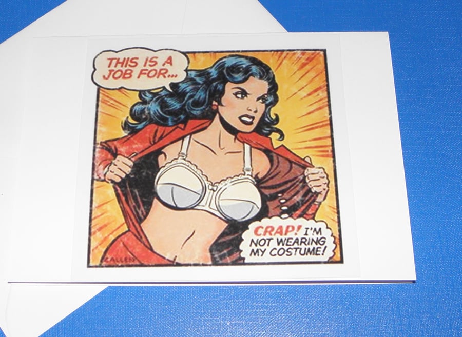 Wonder Woman Mucks Up Greeting Card