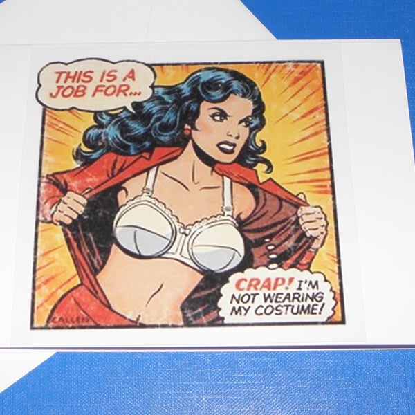 Wonder Woman Mucks Up Greeting Card