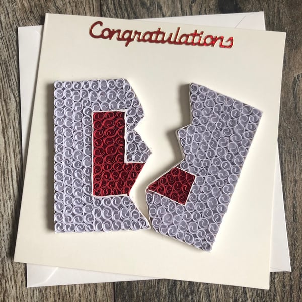 Passed! Driving test quilled card