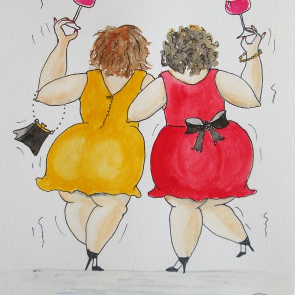 Best Friends Painting. Cheeky Party Girls painting