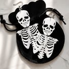 Halloween alternative white skeleton long earrings 