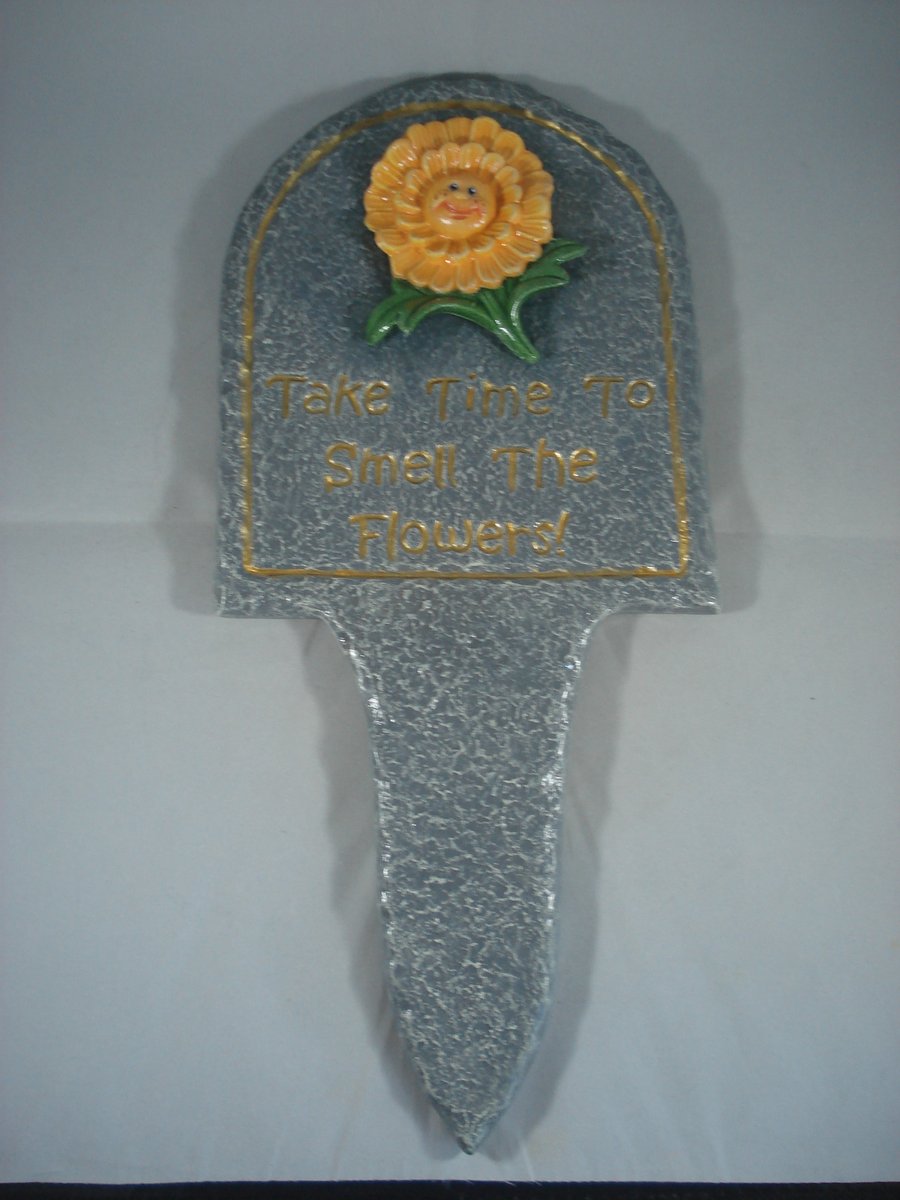 Decorative Ceramic 'Take Time To Smell The Flowers' Garden Patio Home Sign.