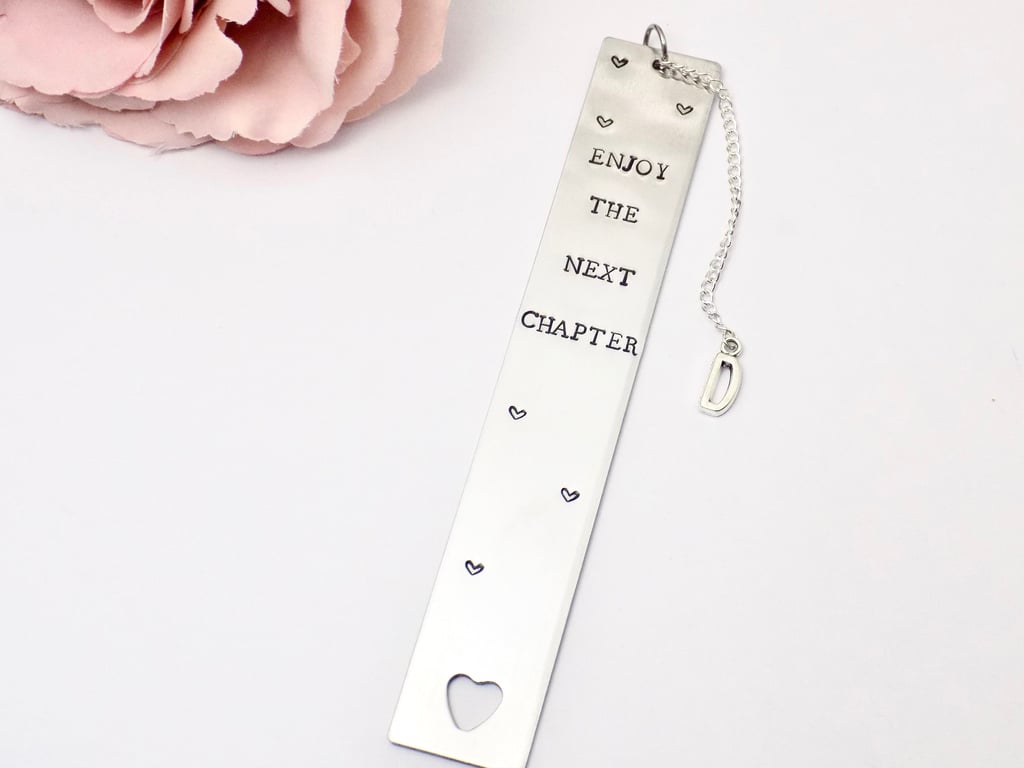 Personalised Metal Bookmark, Next Chapter Gift, Custom Hand Stamped Bookmark