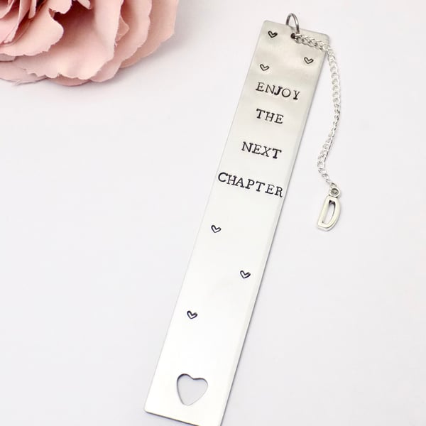 Personalised Metal Bookmark, Next Chapter Gift, Custom Hand Stamped Bookmark