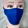 Handmade 3 layers royal blue reusable adult face mask.