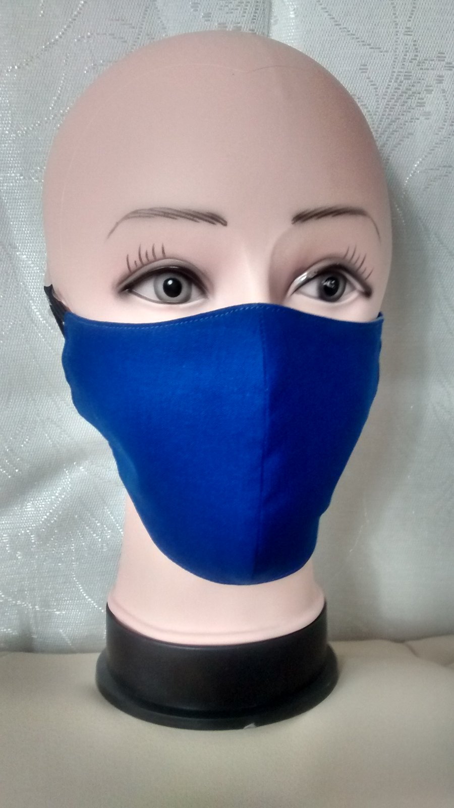 Handmade 3 layers royal blue uniform reusable adult face mask.