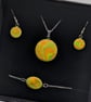 Summer jewellery silver Set Handmade Polymer Clay Necklace, Earrings, Bracelet