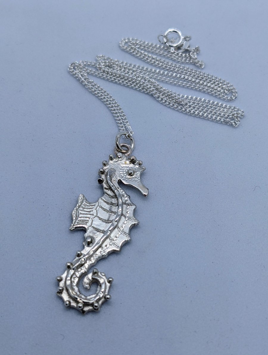 Seahorse pendant, Sea jewellery, Sterling silver necklace