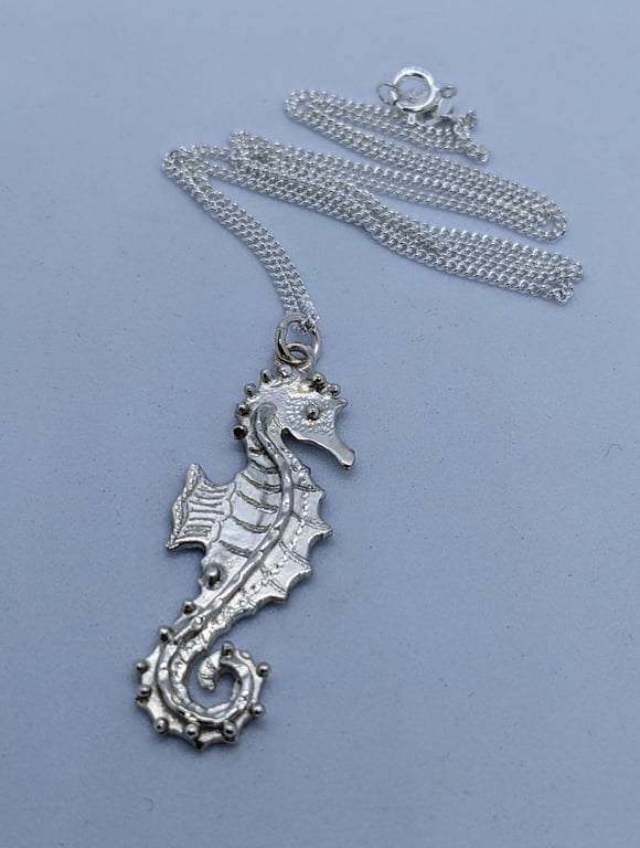 Seahorse pendant, Sea jewellery, Sterling silver necklace