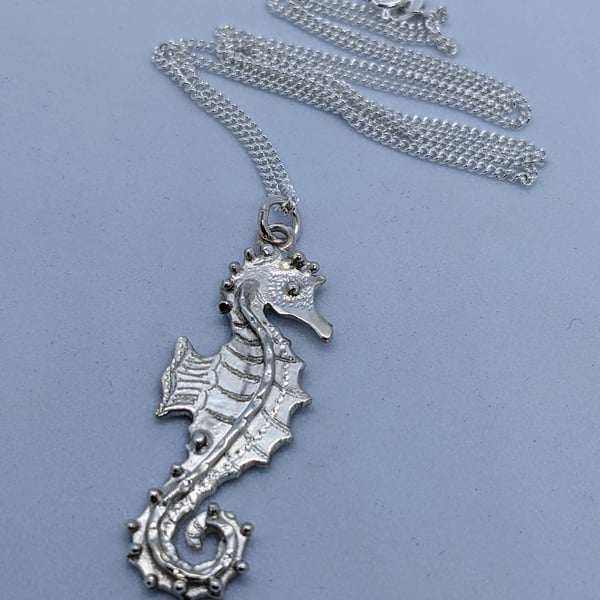 Seahorse pendant, Sea jewellery, Sterling silver necklace