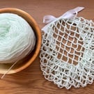Palest green 1940s style snood hairnet. 3 Sizes available