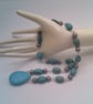 Turquoise and Metal Spacer Beaded Rosary Style Necklace, Gift for Her, Necklace - Image 5