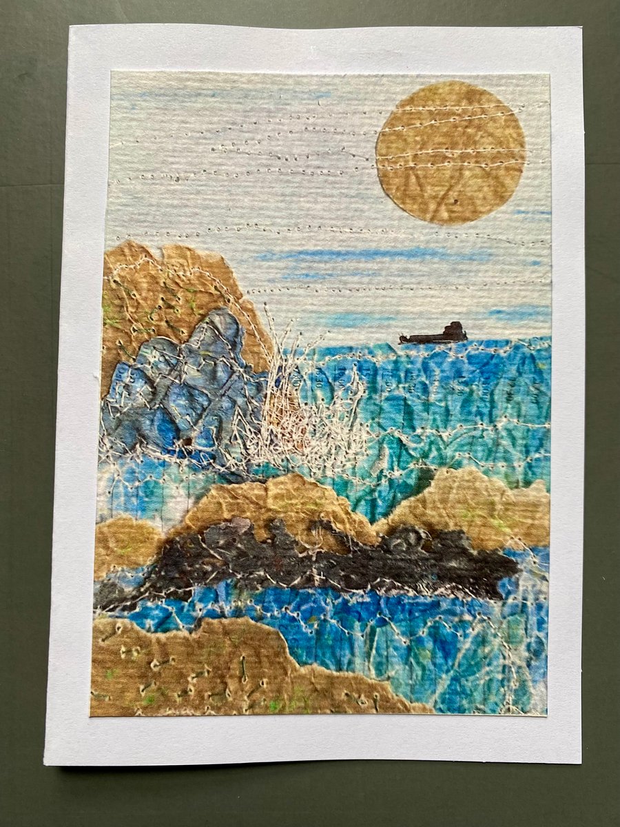 Paper moon seascape, any occasion card