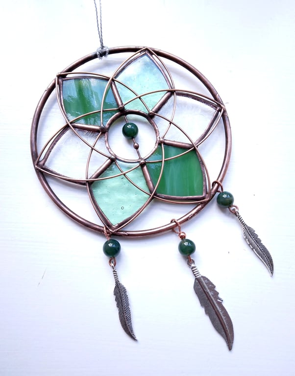 Stained Glass Mandala Dream Catcher - Green