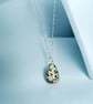 Dalmation Jasper Water Drop Stone Necklace - Sterling Silver - Gift Boxed