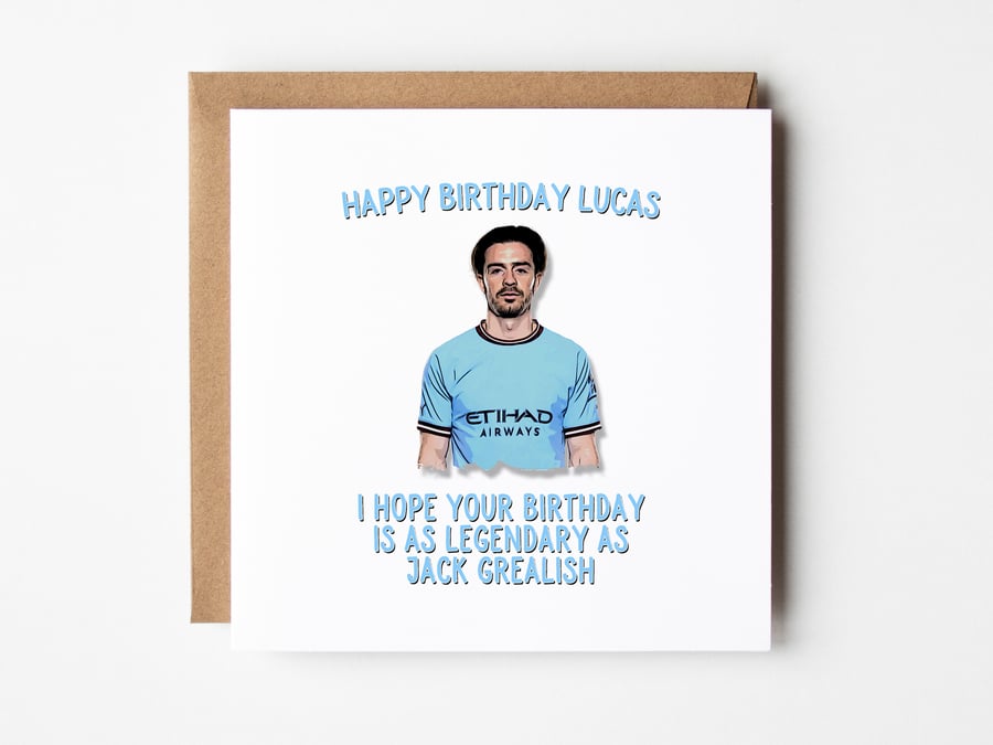 Jack Grealish Birthday Card, Manchester City Card, Jack Grealish Card For Son