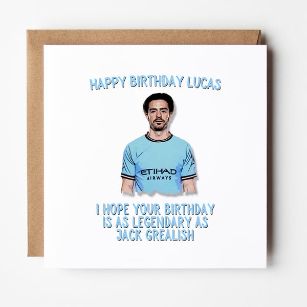 Jack Grealish Birthday Card, Manchester City Card, Jack Grealish Card For Son