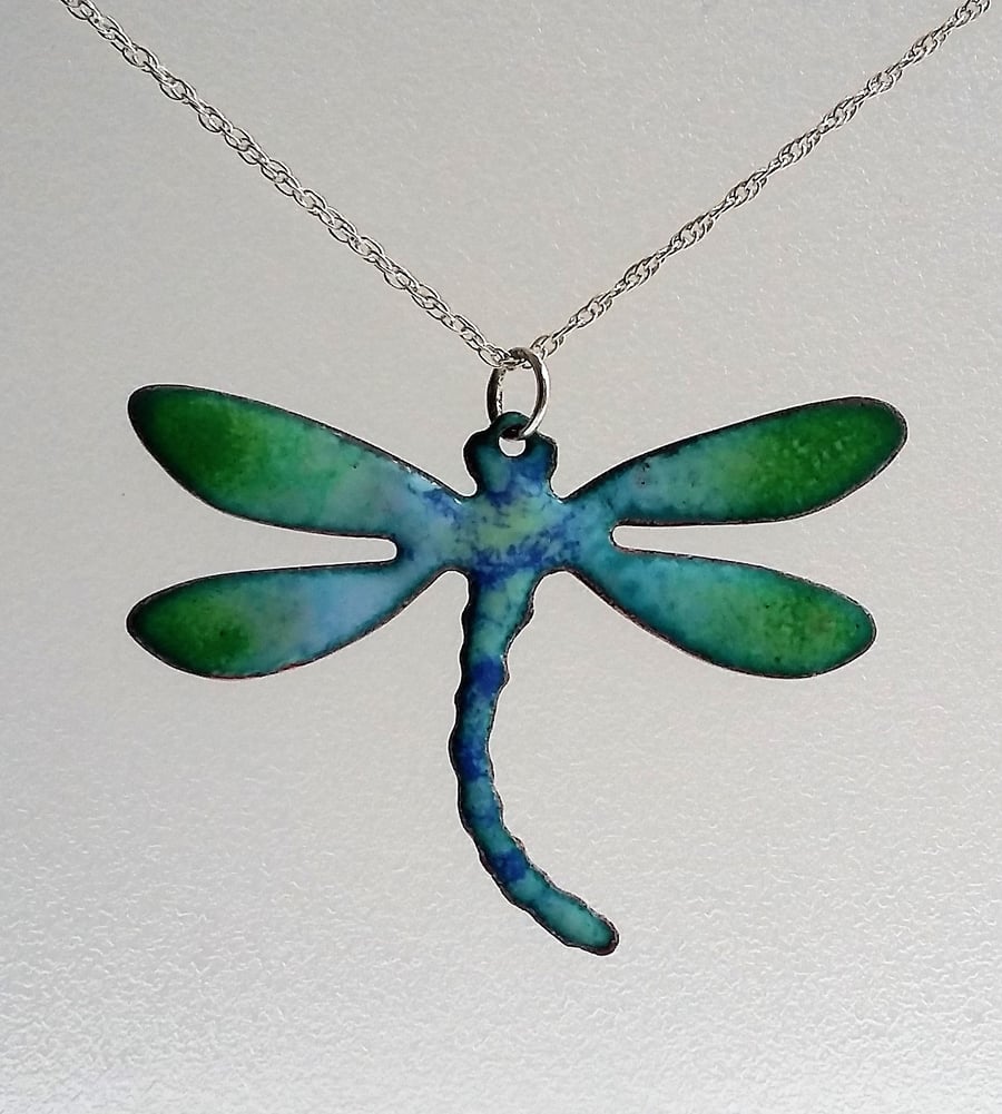 Dragonfly  enamelled  copper pendant 127