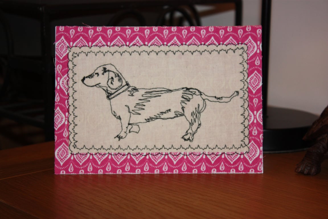 Dashing dachshund card