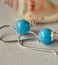 Turquoise Pearl Earrings - Sterling Silver