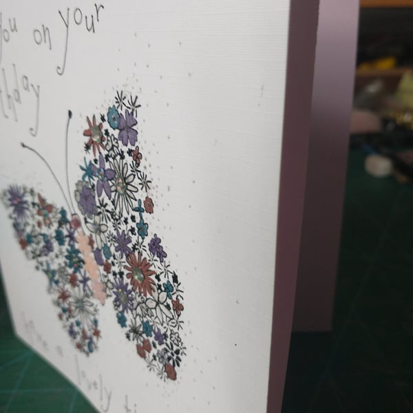 Lilac butterfly birthday card