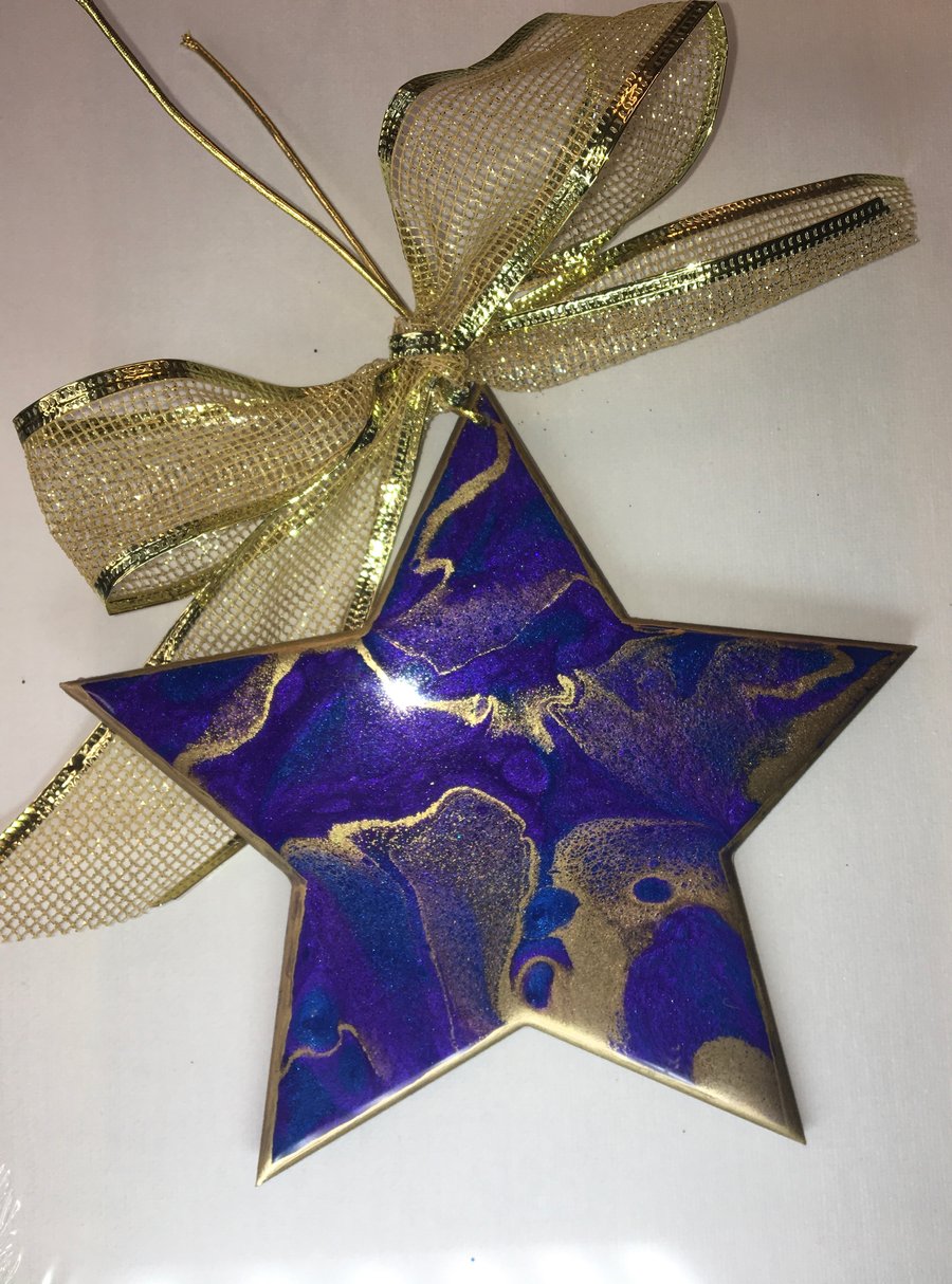 Christmas decoration, abstract, star, ornament , blue, purple, gold 