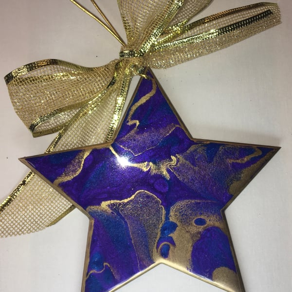Christmas decoration, abstract, star, ornament , blue, purple, gold 
