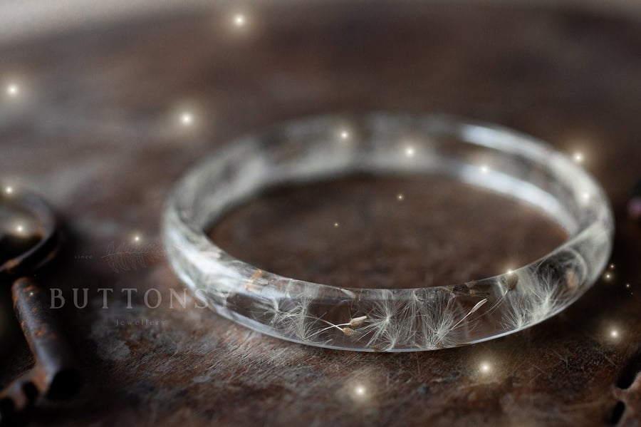 Dandelion Bangle Skinny Stacking Bangle Resin Bangle Stacking Bangles Gifts for 