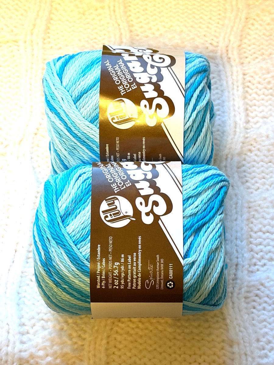 2 balls x 56.7g Lily Sugar 'n Cream The Original Yarn - Swimming Pool 100%Cotton