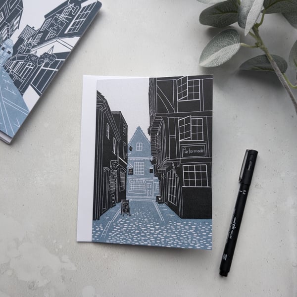 Little Shambles Greetings Card, Yorkshire Coast Note Card
