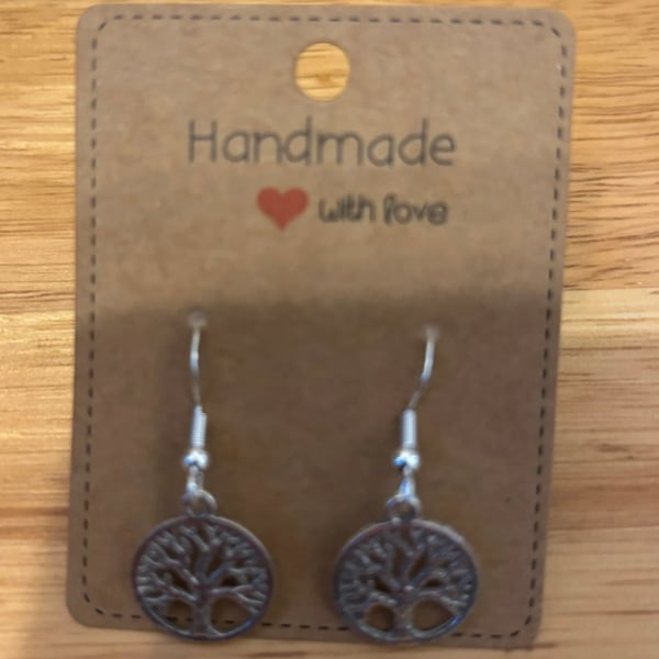 Sterling Silver Earrings - Circle Tree of Life - Brand New & Sealed!!  